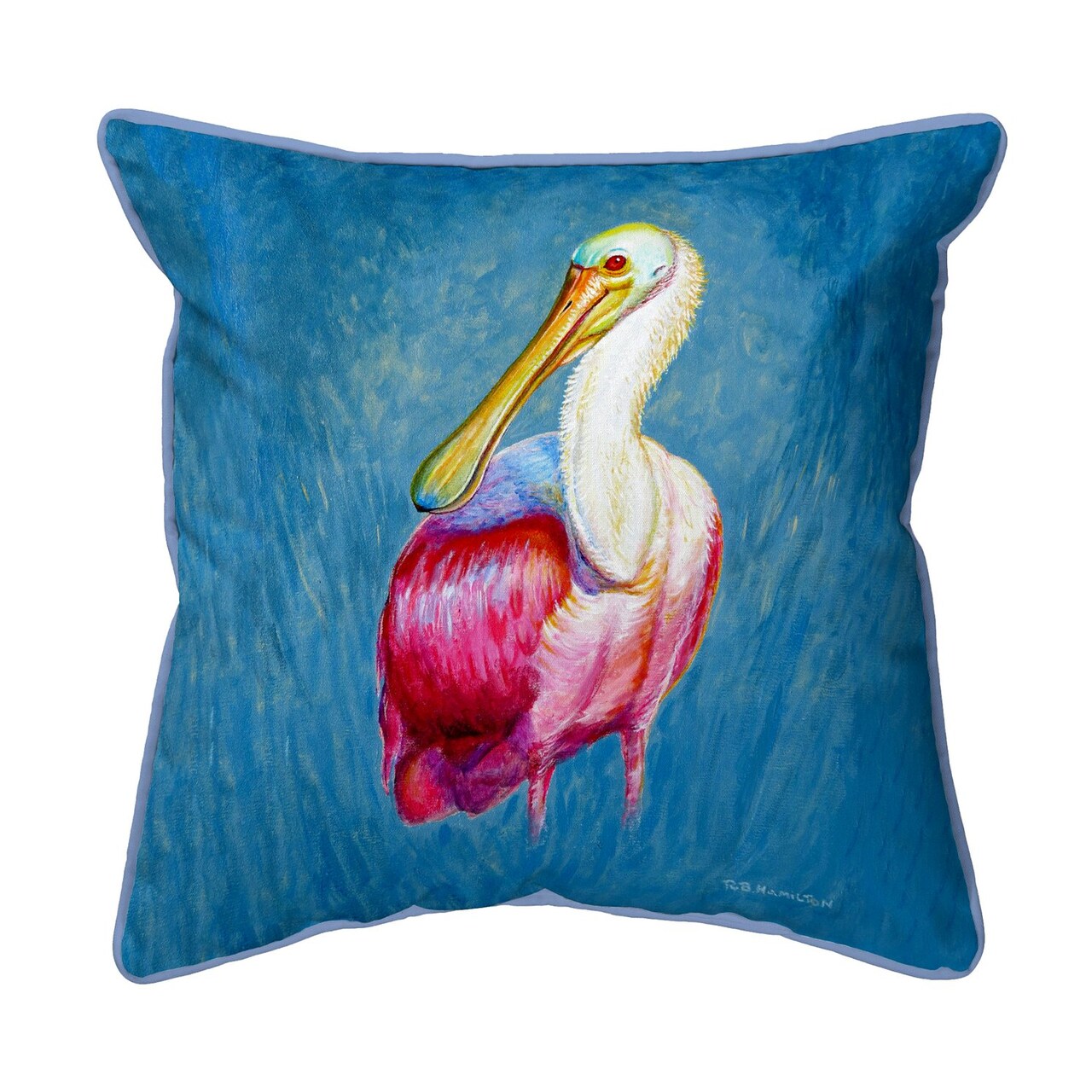 Betsy Drake Spoonbill Portrait Large Indoor/Outdoor Pillow 18x18
